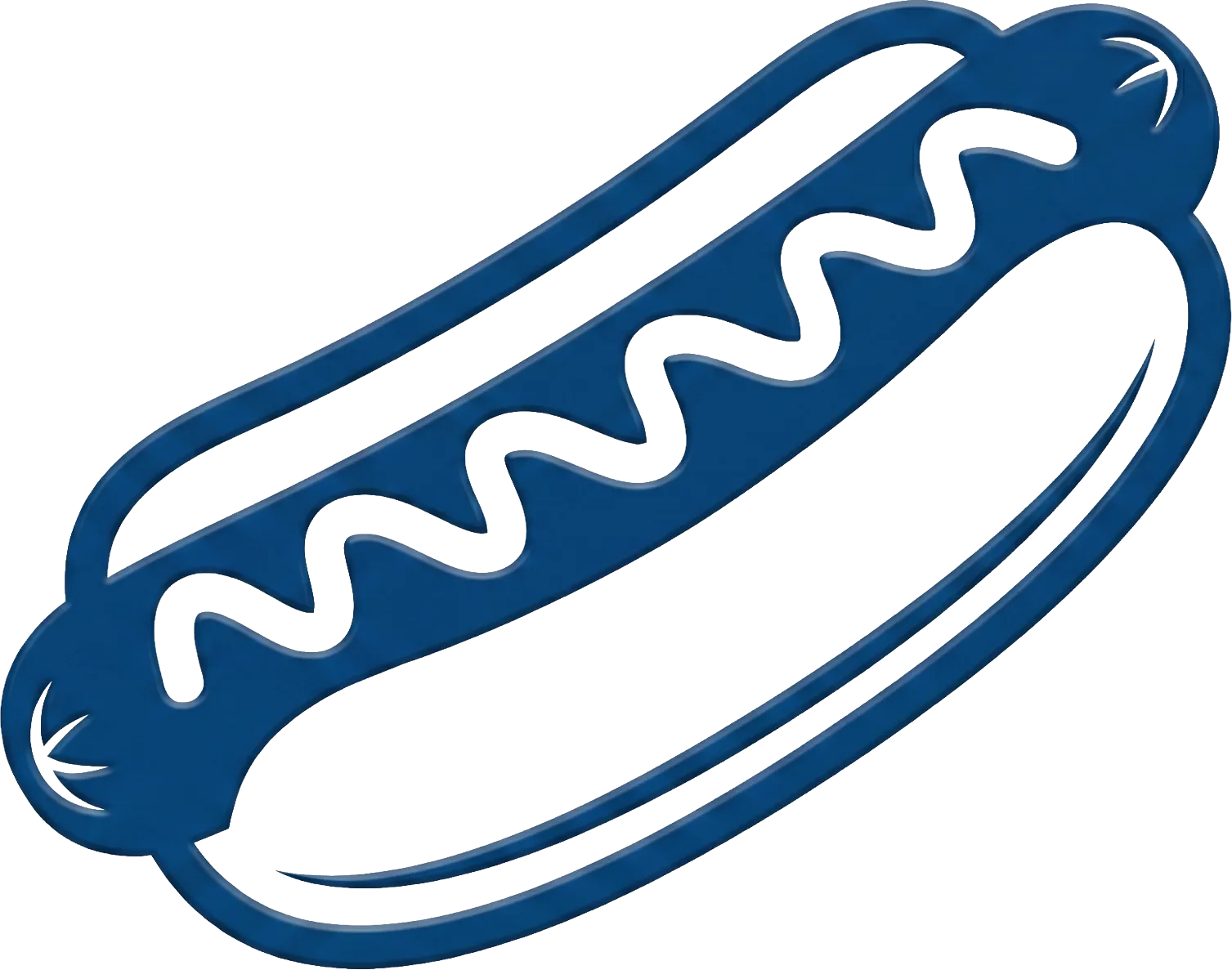 A blueprint-blue Hotdog Sandwich logo